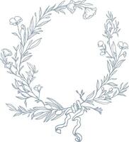 Botanical Wreath Frame with Elegant Hand-Drawn Leaves vector