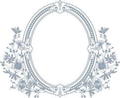 Victorian Style Ornamental Oval Frame with Floral Elements vector
