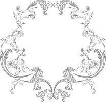 Baroque Style Round Frame with Intricate Floral Decorations vector
