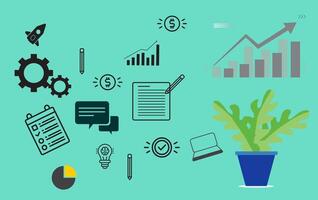 Businesses and Finance Growth mapping illustration with icons, Graphics Elements, Etc. Illustration For swetable wallpaper, brochure, card, social media posts, presentation and research purposes. vector