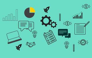 Businesses and Finance Growth mapping illustration with icons, Graphics Elements, Etc. Illustration For swetable wallpaper, brochure, card, social media posts vector