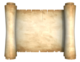 antique style ceramic tray shaped like ancient scroll or parchment paper with curled edges and weathered texture, fantasy themed tableware or storytelling prop, on isolated background png