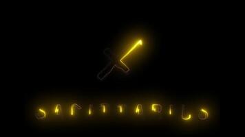 Sagittarius zodiac symbol with glowing arrow effect video