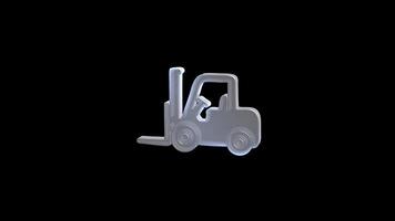 Glossy 3D forklift icon on black background video