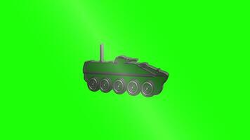 Tracked armored vehicle silhouette on green background video
