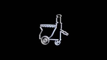 Metallic shopping cart outline on dark background video