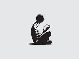 Boy Reading Book Clipart vector