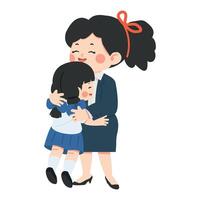Illustration of Mother Affectionately Hugging Daughter vector