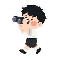 Illustration of a Boy Looking Through Binoculars vector