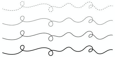Wavy lines set different styles for illustration vector