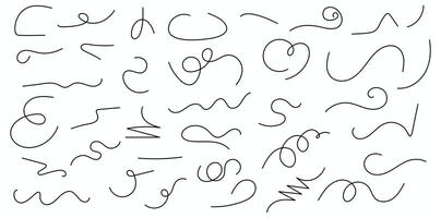 Doodles of flowing lines in dynamic curves create a playful and whimsical hand drawn design element perfect for backgrounds. vector