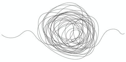 Tangled thread on white is a conceptual representation of chaos, confusion, and complicated problems requiring resolution. vector