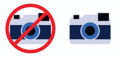 Camera ban symbol with prohibited shooting icon, emphasizing no photography allowed with a clear, red forbidden sign vector