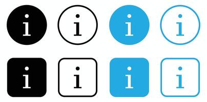 Information icons in various shapes and colors on a white background, displaying clear and informative graphic details. vector