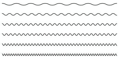 Wavy line borders in black showcase diverse curve styles for graphic design elements and decorative motifs, suitable for many creative projects. vector