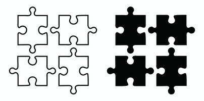 Jigsaw puzzle elements display connection, strategy, and teamwork for visual aid on white background, conceptual game. vector