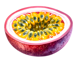 cut passion fruit transparent isolated background png