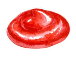 realistic ketchup dollop with glossy watercolor texture and rounded swirl tip on isolated background for culinary and food graphic design png