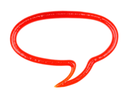 comic speech bubble made from red ketchup line in watercolor style with soft texture on isolated background for food art and graphic design concept png