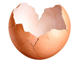 hand painted watercolor illustration of cracked raw egg shell with broken edges on isolated background for food ingredient, kitchen design, protein source, and cooking concept png