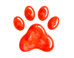 ketchup drops forming animal paw print in watercolor style on isolated background for food art and cute condiment splash design element png