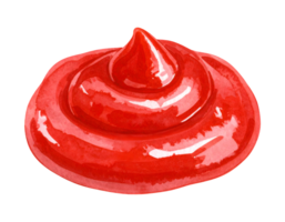 ketchup dollop in spiral swirl shape with pointed tip and glossy watercolor texture on isolated background for food art and culinary design png