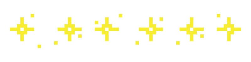 Pixel shine star icons.Sparkling retro stars in 8-bit style vector