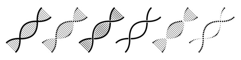 DNA icon set. Genetic helix and molecule symbols . vector