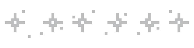 Pixel shine star icons. sparkling retro stars in 8-bit style vector