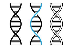 DNA icon set. Genetic helix and molecule symbols vector