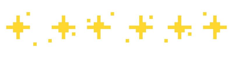 Pixel shine star icons parkling retro stars in 8-bit style vector