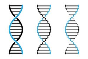 DNA icon set. Genetic helix and molecule symbols. vector