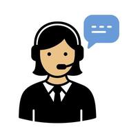 Support Operators with Headsets Glyph Icons vector