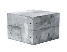 square concrete pedestal with raw surface texture, drilled holes and chipped edges, industrial brutalist display block, on isolated background png