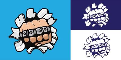 fist with knuckle hitting the wall illustration good for sticker, badge, logo, decals, element design, etc vector