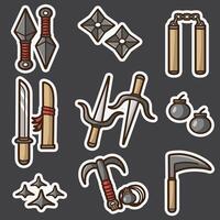set of ninja equipment good for sticker, badge, element design, icon, print design, etc vector