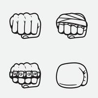 set of fist with outline style good for icon, symbol, logo, element design, coloring book, coloring page, etc vector
