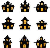 Halloween Silhouette Houses collection vector