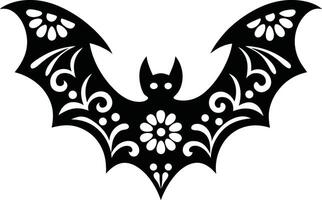 Floral Gothic Bat Design vector