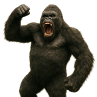 Powerful Gorilla Silhouette in Dynamic Pose Against Simple Background png
