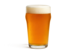 Fresh Beer in a Clear Glass with Foam on Top png