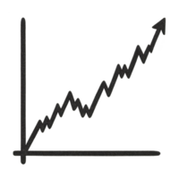 Simple Stock Chart Cutout with Rising Trend Line for Data Visualization png