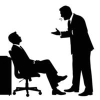 Boss reprimanding employee in a business setting vector
