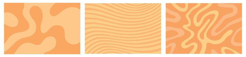Orange Abstract Pattern Set Wavy Line and Fluid Organic Backgrounds vector