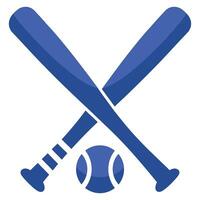 Baseball Icon with Crossed Bats and Ball in Flat Style for Sports or Team Game Concepts vector
