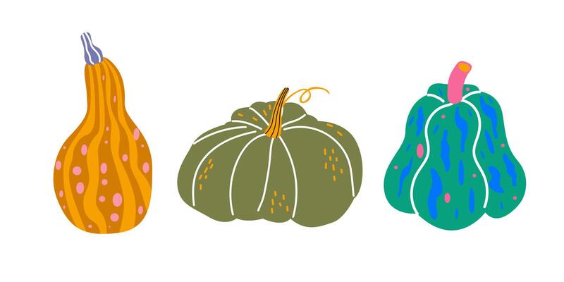 Abstract groovy hippie autumn bright pumpkins stickers