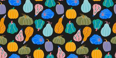 Colorful pattern of pumpkins and gourds vector