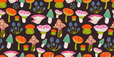 colorful mushrooms pattern design vector