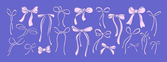 Hand drawn retro bow knot collection ribbon vector