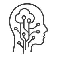 Artificial Intelligence Head Icon Cloud Circuit Design vector